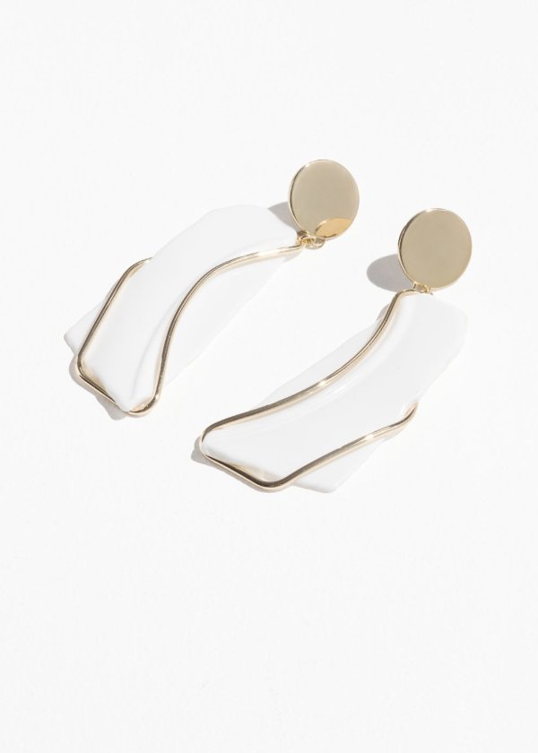 Hanging Abstract Shape Earrings - White - Earrings - & Other Stories US