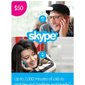 Skype $50 预付卡 (电子形式发送)