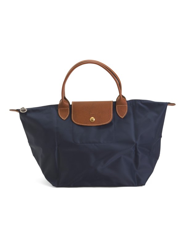 Nylon Tote With Leather Trim