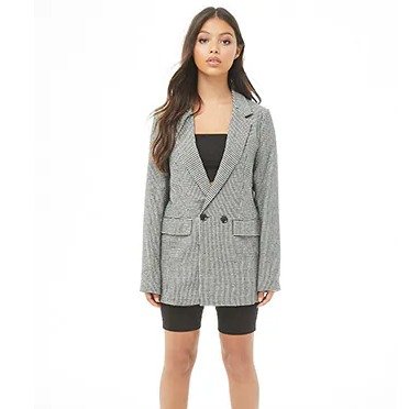 Houndstooth Double-Breasted Blazer