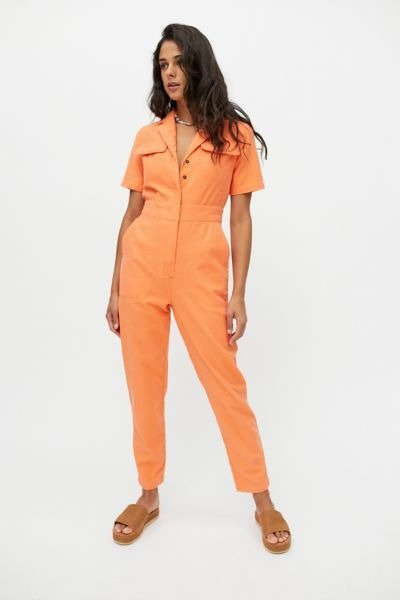 Lizzy Short Sleeve Cotton Twill Coverall Jumpsuit
