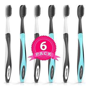 Nuva Dent Ultra Soft Charcoal Toothbrush 6 Pack