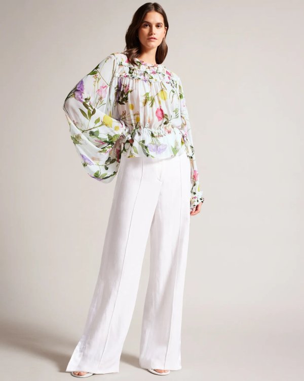 Hewette Printed Blouse With Functional Waist Tie