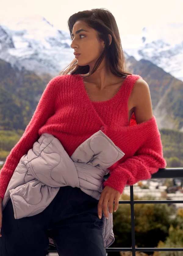 Faux fur knit cardigan - Women | MANGO OUTLET USA
