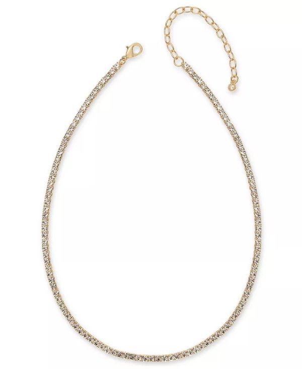 3mm Crystal Station All-Around Tennis Necklace, 15" + 2" extender, Created for Macy's
