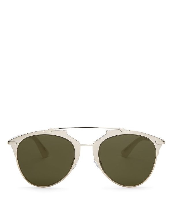 Women's Reflected Mirrored Brow Bar Aviator Sunglasses, 52mm