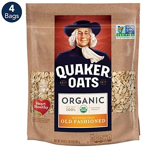 Organic Old Fashioned Oatmeal, Breakfast Cereal, Non-GMO Project Verified, 24 Ounce Resealable Bags (Pack of 4)