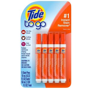 Tide To Go Instant Travel Stain Remover Pen, Rescue Clothes From Blood, Wine and other Tough Stains, 5 Count