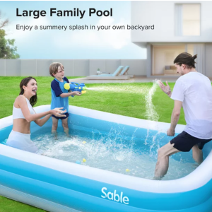 Sable 大型家庭用加厚充气泳池，7.68 x 4.66 x 1.67 ft