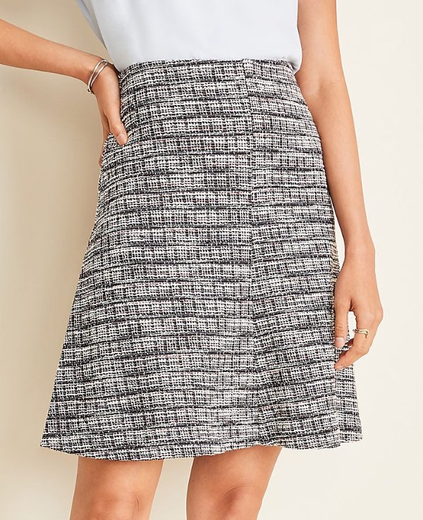 Tweed Paneled Full Skirt | Ann Taylor