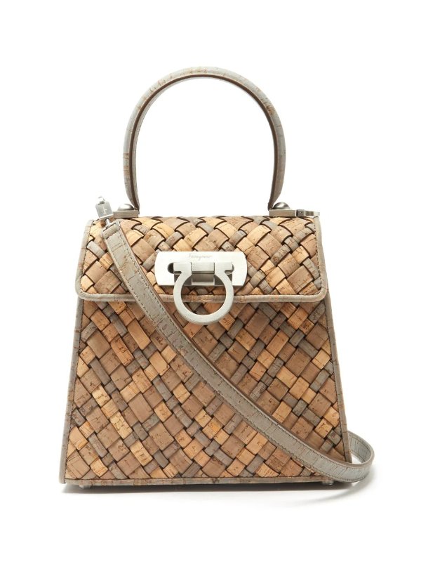 Earth woven-cork handbag | Salvatore Ferragamo