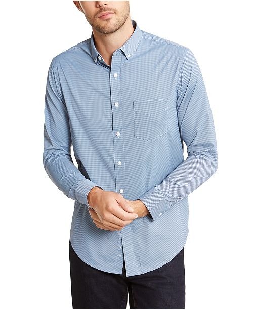 Men's Regular-Fit Performance Stretch Mini-Gingham Check Shirt, Created for Macy's