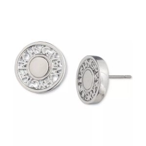 GivenchySilver-Tone Logo Embossed Coin Stud Earrings