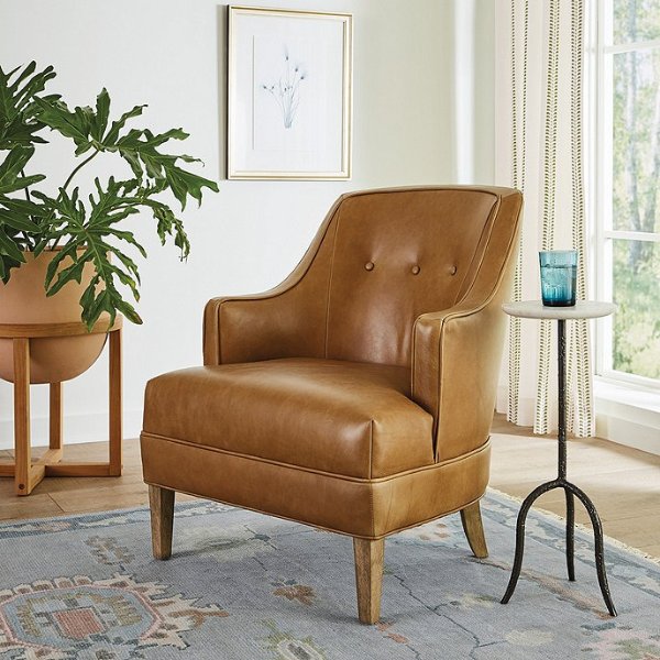 Midtown Leather Lounge Tufted Armchair