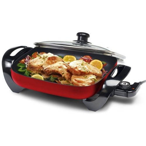 Maxi Matic Elite Gourmet 12 x 12 Electric Skillet with Glass Lid