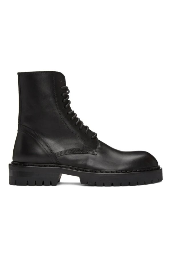 Black Lace-Up Combat 短靴
