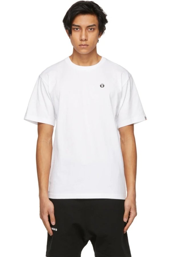 AAPE BY A BATHING APE White One Point T-Shirt