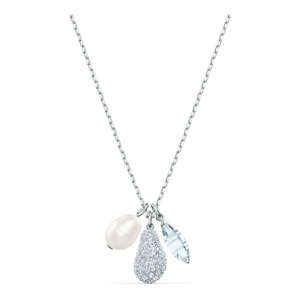 So Cool Cluster Necklace, White, Rhodium plated by SWAROVSKI
