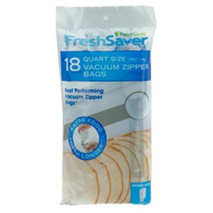 5 pack FoodSaver FSFRBZ0216-P00 Vacuum Zipper Quart Bags + Free 11-inch Pouch Roll 