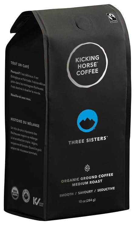 Coffee, Three Sisters, Medium Roast, Ground, 10 oz - Certified Organic, Fairtrade, Kosher Coffee