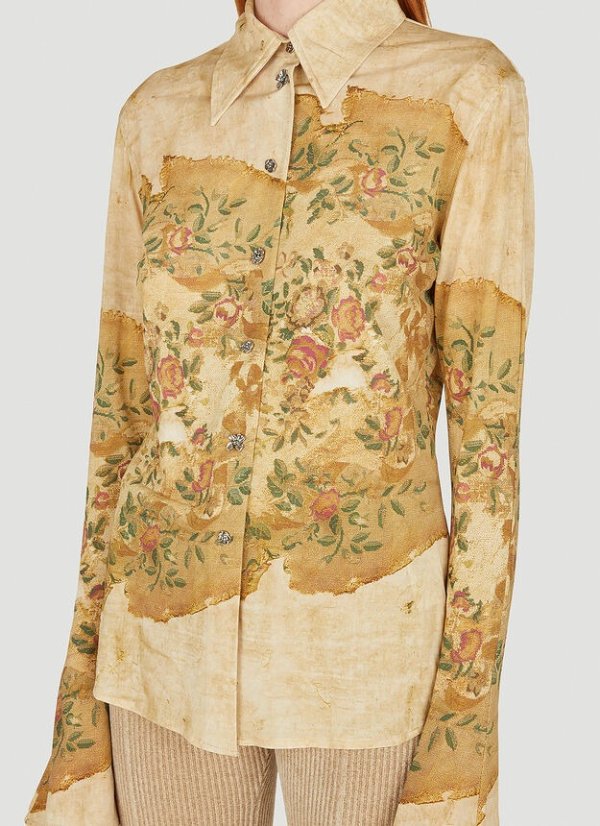 Vintage Floral Shirt in Beige