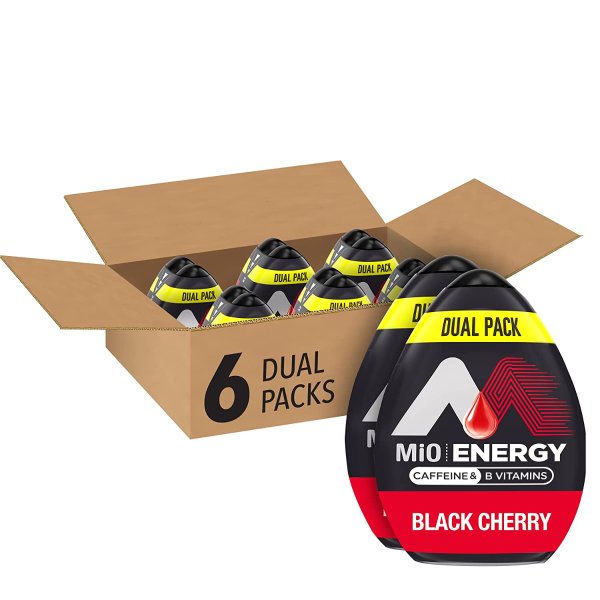 MiO 黑樱桃口液态能量冲剂6包，含咖啡因和维生素B