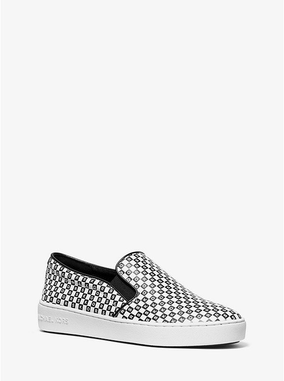 Keaton Checkerboard Logo Leather Slip-On Sneaker