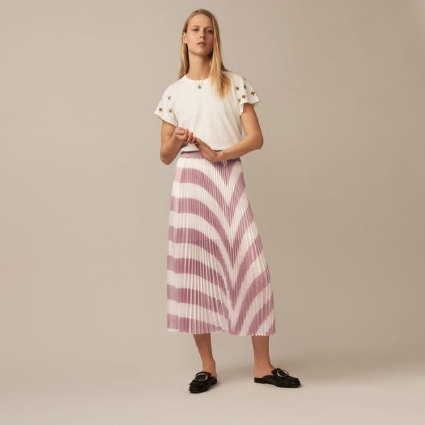 JORO Pleated stripe skirt