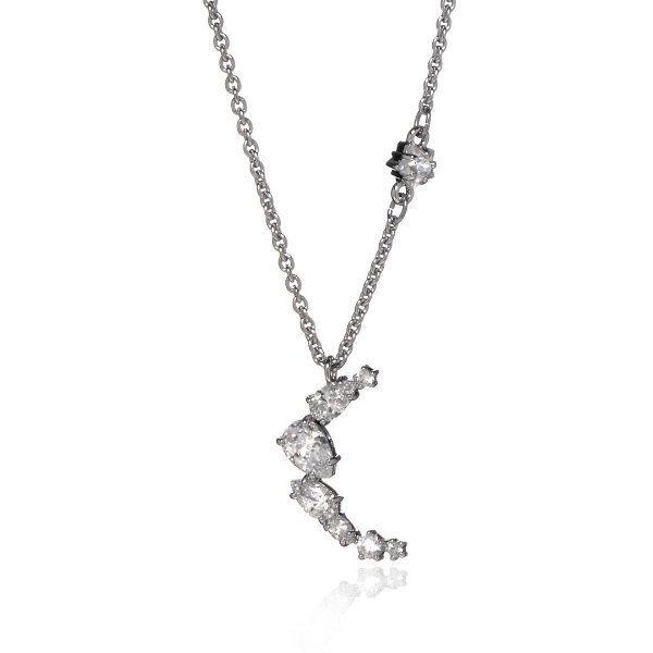 Moonsun Rhodium Plated And Czech White Crystal Necklace 5508442