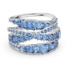 Crystal Twist Wrap Ring, Blue