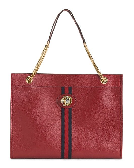 Made In Italy Rajah Ophidia Leather Tote With Chain Strap | Handbags | Marshalls