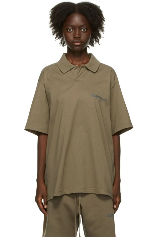 Taupe Jersey Polo