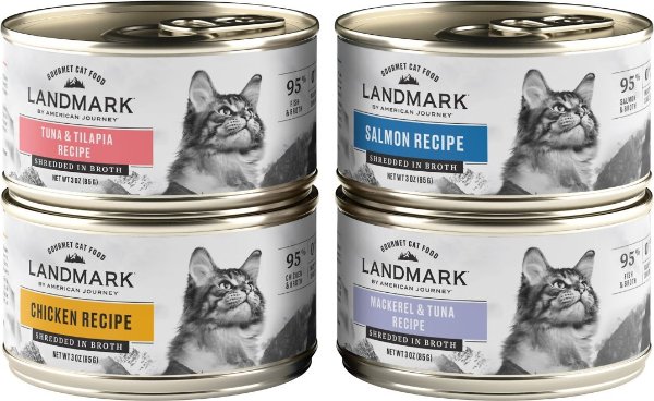 Landmark Seafood & Chicken Variety Pack Grain-Free Canned Cat Food, 3-oz, case of 12 - Chewy.com