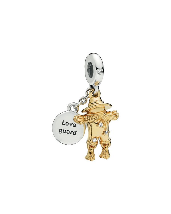 18K Over Silver CZ Scarecrow Guardian Dangle Charm