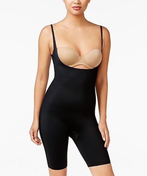 ® Two-Timing Open-Bust Mid-Thigh Bodysuit - Very Black/Mineral Taupe | Best Price and Reviews | Zulily