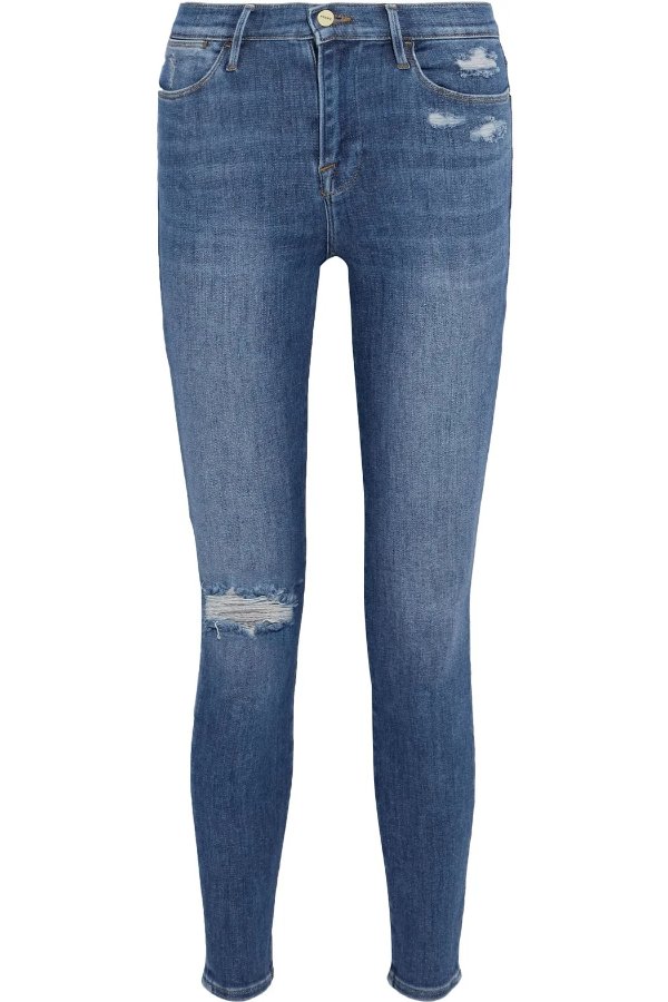 Le High Skinny distressed high-rise skinny jeans