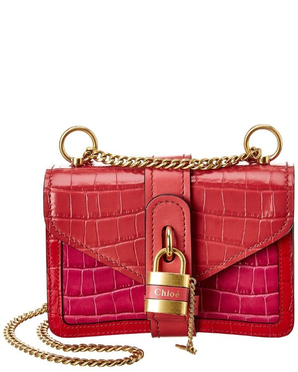 Aby Chain Mini Croc-Embossed Leather Crossbody