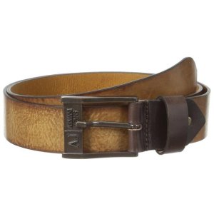 Armani Jeans Men's Belt with Embossed Logo Buckle
