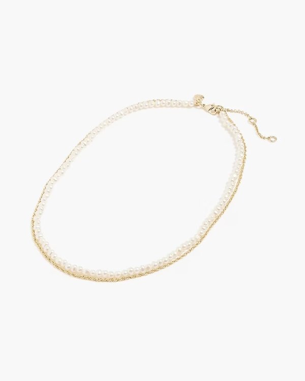 Pearl and gold chain necklace