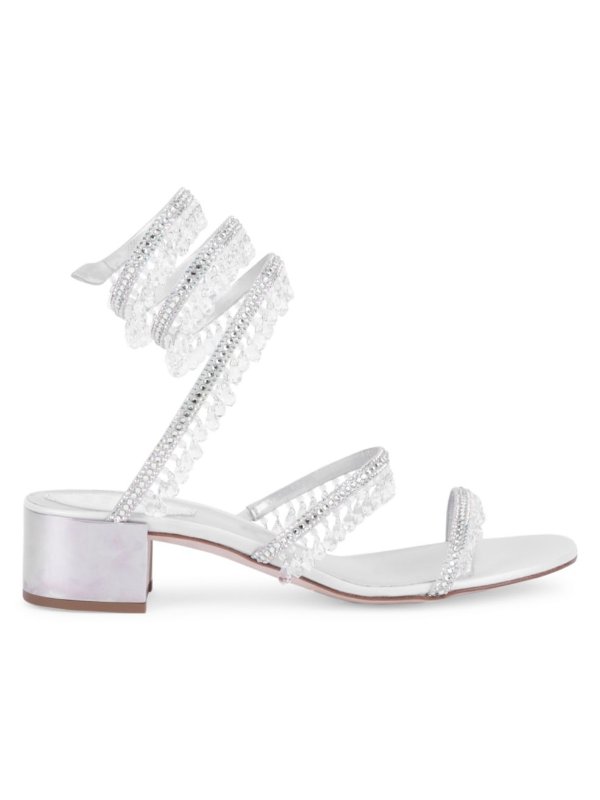 - Cleo Chandelier Ankle-Wrap Crystal-Embellished Satin Sandals