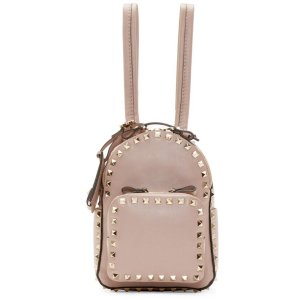 Valentino  Powder Pink Small Rockstud Backpack @ SSENSE