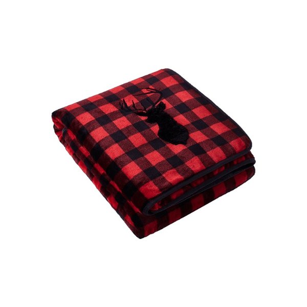 REJUVE 披毯毛毯 室盖毯居家办公舒适保暖毯子 红黑格纹