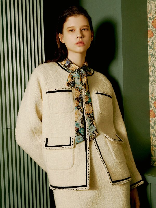 [Premium] Trimmed Winter Tweed Jacket_2color