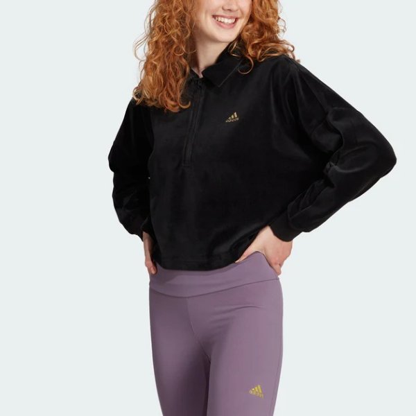women's crop velour quarter-zip sweatshirt