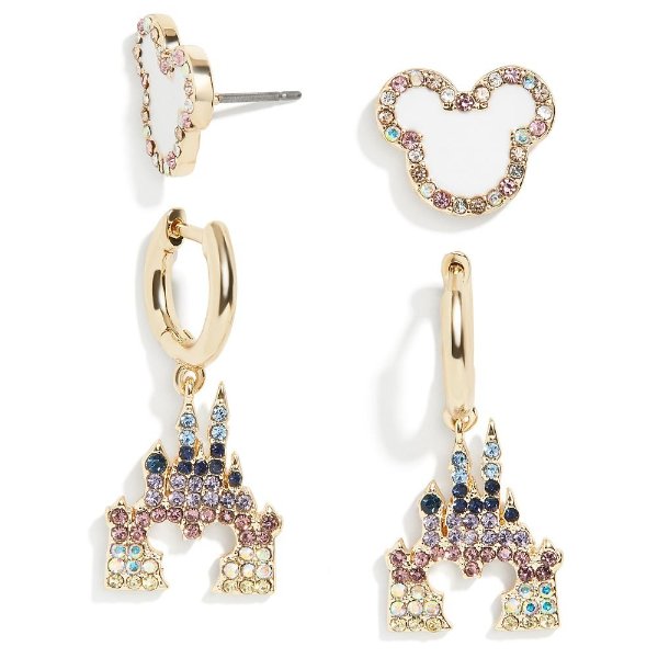 Mickey Mouse Icon and Fantasyland Castle Earring Set by BaubleBar | shopDisney