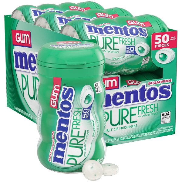 Mentos 薄荷木糖醇口香糖50粒 6瓶装 