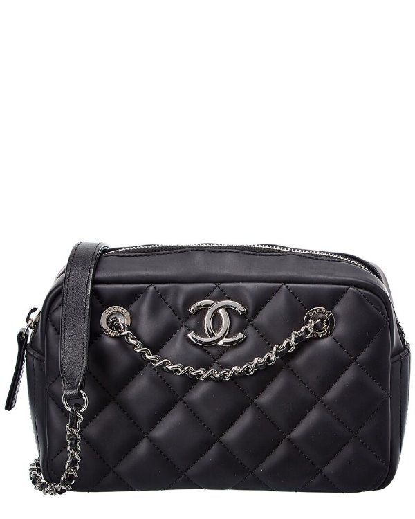 Black Quilted Leather Coco Rain Camera Bag