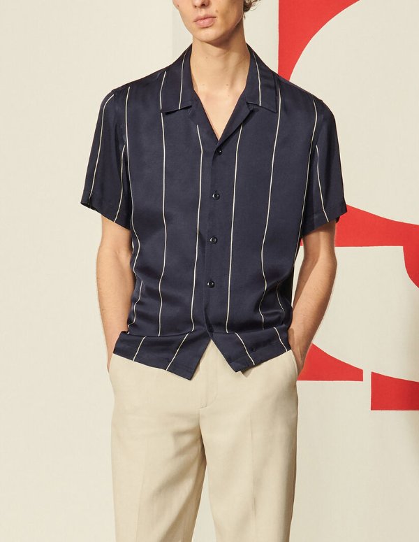 Flowing shirt with woven stripes
