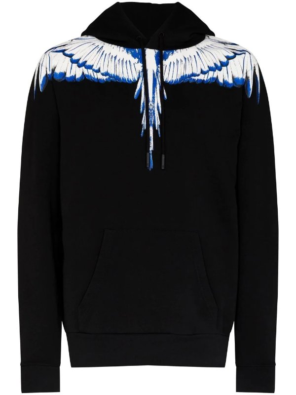 Wings-print drawstring hoodie