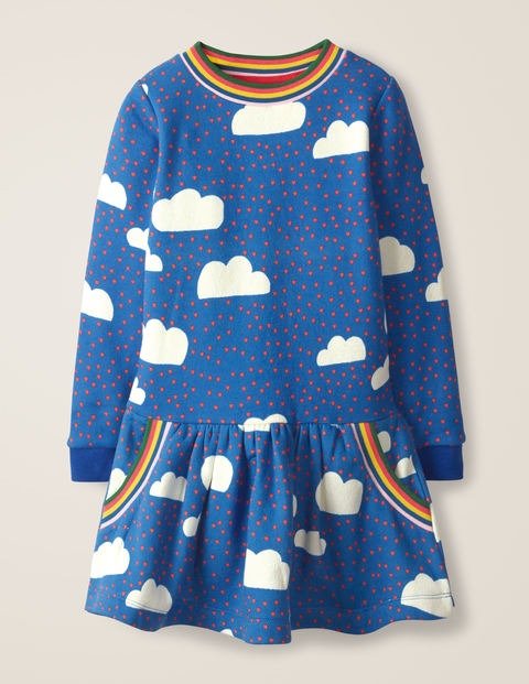 Cosy Sweatshirt Dress - Blue Love Clouds | Boden US